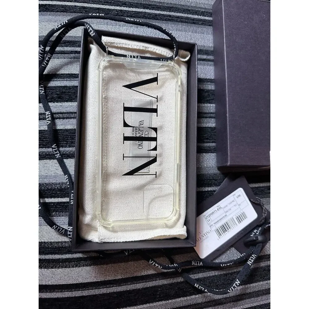 Valentino Phone Case iPhone 11 Pro, VLTN Acrylic Clear, Box and Dust Bag Strap